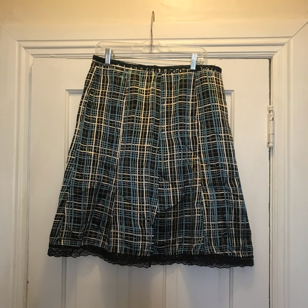 The Limited A Line Skirt - Black/Teal Size 12